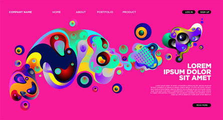 Modern Colorful Landing page Abstract Fluid Background Template. Wave Liquid shape in colorful Website background in Eps 10. 
