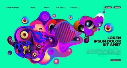 Modern Colorful Landing page Abstract Fluid Background Template. Wave Liquid shape in colorful Website background in Eps 10. 