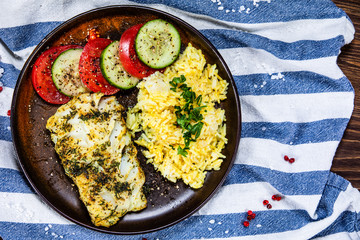 Fish dish - fried cod fillet and vegetables