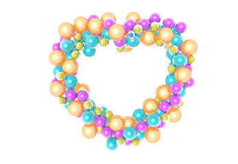 3d small balls make up a love heart shape