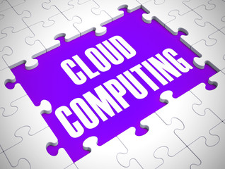 Fototapeta premium Cloud computing concept icon shows online data hosting - 3d illustration