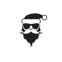 Santa Claus in Sunglasses. Black and White Portrait. Vector Illustration