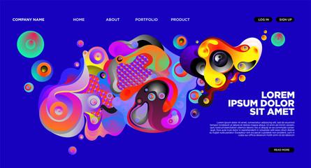 Fototapeta na wymiar Modern Colorful Landing page Abstract Fluid Background Template. Wave Liquid shape in colorful Website background in Eps 10. 