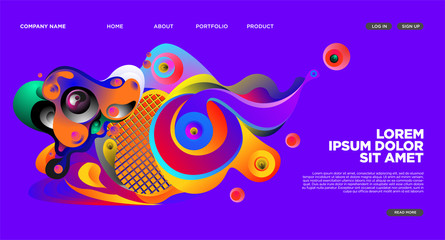 Modern Colorful Landing page Abstract Fluid Background Template. Wave Liquid shape in colorful Website background in Eps 10. 