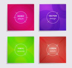 Abstract vinyl records music album covers set.