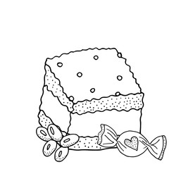 Sweet dessert for coloring book or page