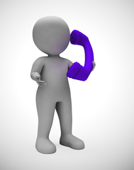 Telephone calling conversation shows long-distance communication and support - 3d illustration