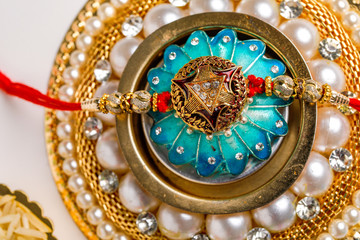 Indian festival Raksha Bandhan , colorful designer Rakhi or Wrist Band