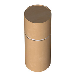 Kraft paper cardboard tube package mock up. 3d render isolated on white background.