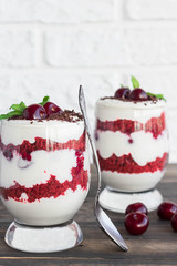 Trifle red velvet with cherry