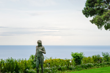 Male statue in the garden of Villa Cimbrone, Ravello  village, Amalfi coast of Italy