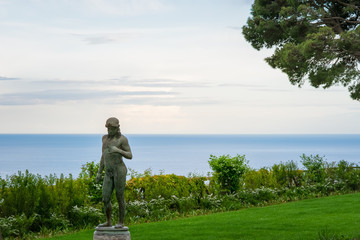 Male statue in the garden of Villa Cimbrone, Ravello  village, Amalfi coast of Italy