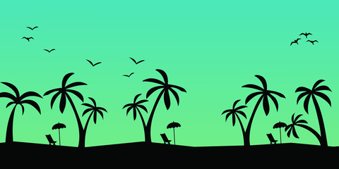 Fototapeta na wymiar Tropical palm trees silhouette. Summer minimal background