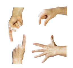 Hand grabbing gesture. Begging hand gesture. Human hand. Hand gestures isolated on white background.