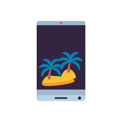 smartphone device with island beach