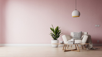 Interior poster mock up living room with colorful white sofa . 3D rendering.