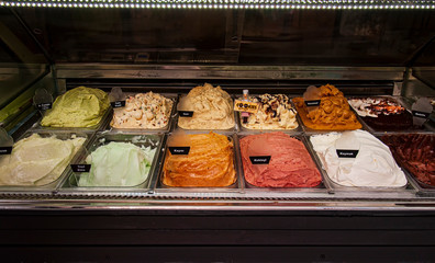 Ice cream service and freezing showcases