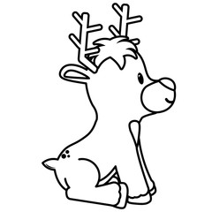 Vector cartoon cute reindeer isolated