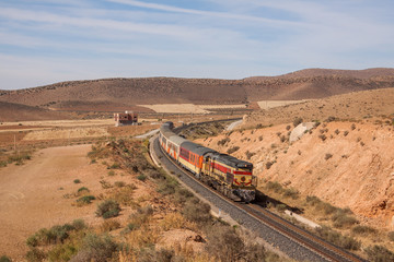 Passenger train through the desert