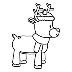 Vector cartoon cute reindeer isolated