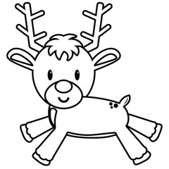 Vector cartoon cute reindeer isolated