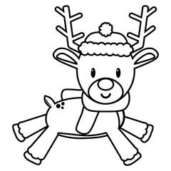 Vector cartoon cute reindeer isolated