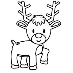 Vector cartoon cute reindeer isolated