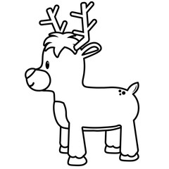 Vector cartoon cute reindeer isolated
