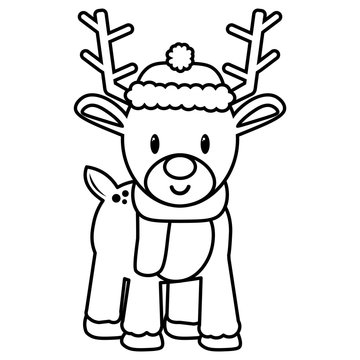 Vector cartoon cute reindeer isolated