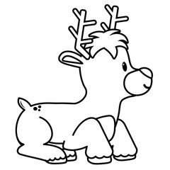 Vector cartoon cute reindeer isolated