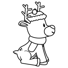 Vector cartoon cute reindeer isolated