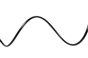 A Black wire cable isolated on a white background abstraction.