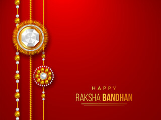 Happy Raksha Bandhan holiday background with decorated rakhi. Brother and sister celebration Rakhi festival. Vector illustration.
