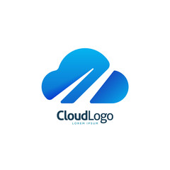 Modern dynamic blue gradient cloud logo icon template vector