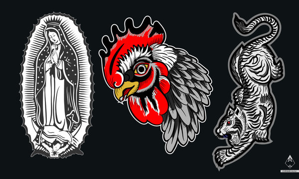 Religion chicken and tiger for illustration