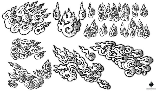 Tibetan flame pattern for illustration