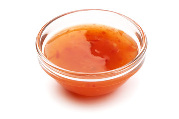 Sweet chili sauce, isolated on white background