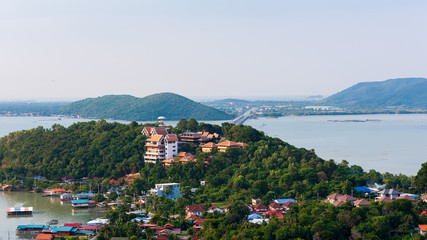 The Institute for Southern Thai studies, Thaksin University with Tinsulanonda bridge at Koh Yor, Songkhla, Thailand