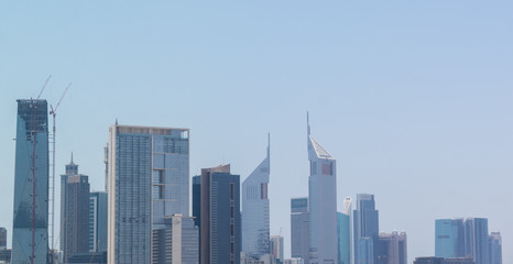 Fototapeta na wymiar Dubai skyline view - The famous Sheikh Zayed Road - Dubai twin towers