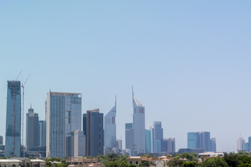 Fototapeta na wymiar Dubai skyline view - The famous Sheikh Zayed Road - Dubai twin towers