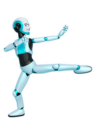 robot boy cartoon kicking