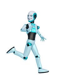 robot boy cartoon walking and looking back