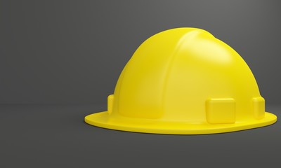 Mockup Yellow safety helmet on a dark background. 3d rendering