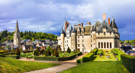 Famous castles of Loire valley - beautiful romantic Langeais, Landmarks of France
