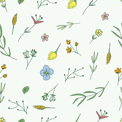 flower doodle handrawn seamless isolated background full color 1