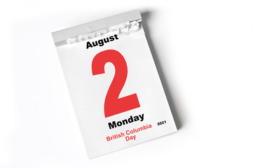 2. August 2021 British Columbia Day
