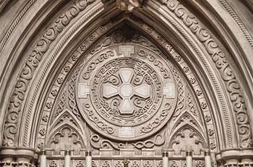 Particolare della facciata della cattedrale di San Patrizio, New York