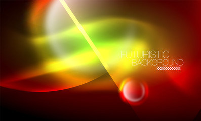 Vector glowing neon circles abstract background