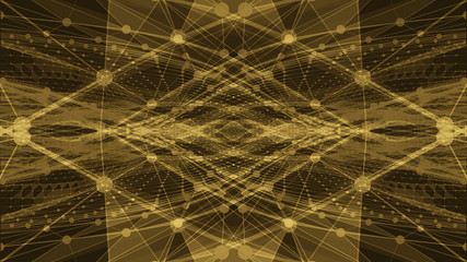 figures formed with abstract lines and dots of light brown colors