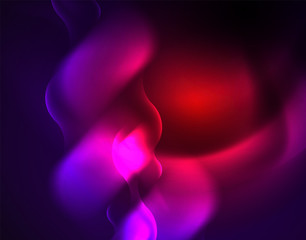 Shiny metallic neon waves vector design